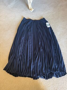 Michael Kors Pleated Navy Midi Skirt - Women's